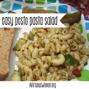 Easy Pesto Pasta Salad @ AVirtuousWoman.org