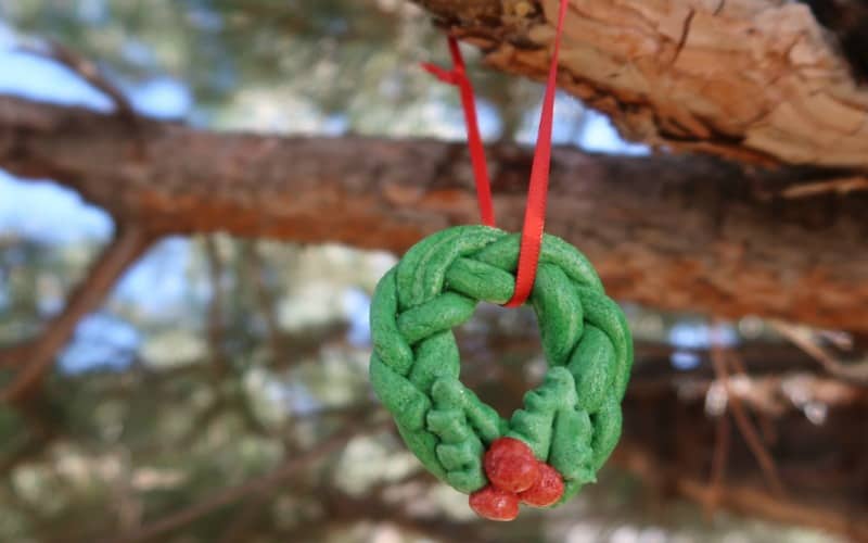 Salt Dough Holly Wreath Ornament @ AVirtuousWoman.org