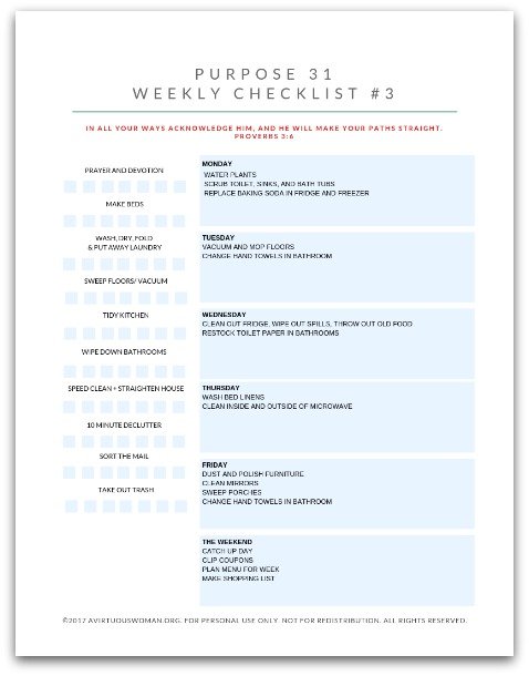 Purpose 31 Checklist | Offer - The Homemaker's Society