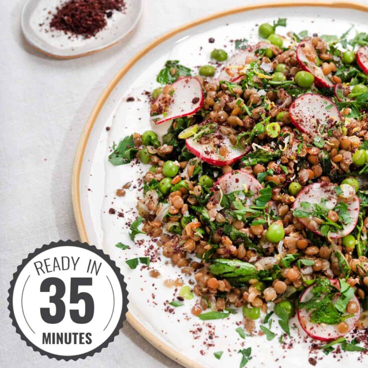 Image for Vegetarian Spring Salad with Peas & Lentils (22g protein!)