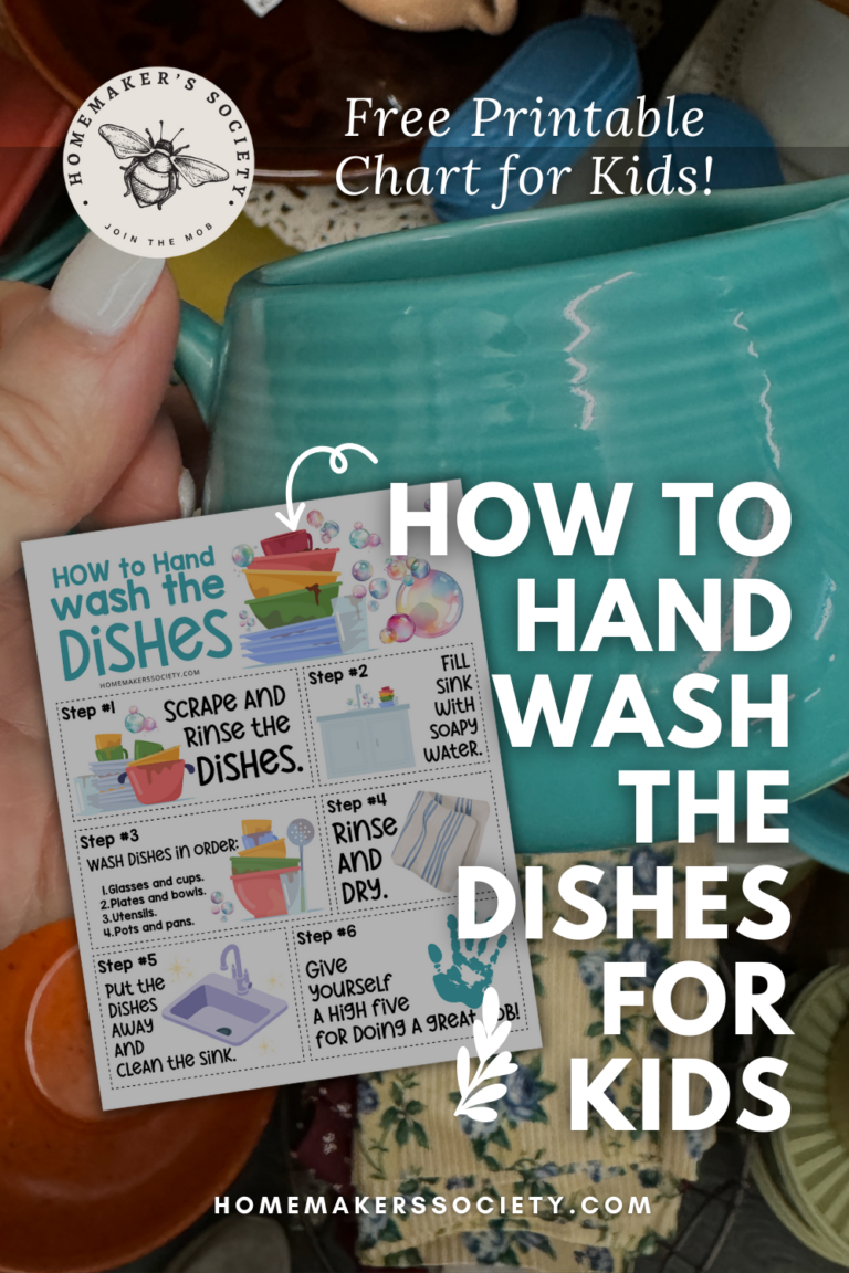 Teach Kids to Hand Wash Dishes (Free Printable Chart Included)